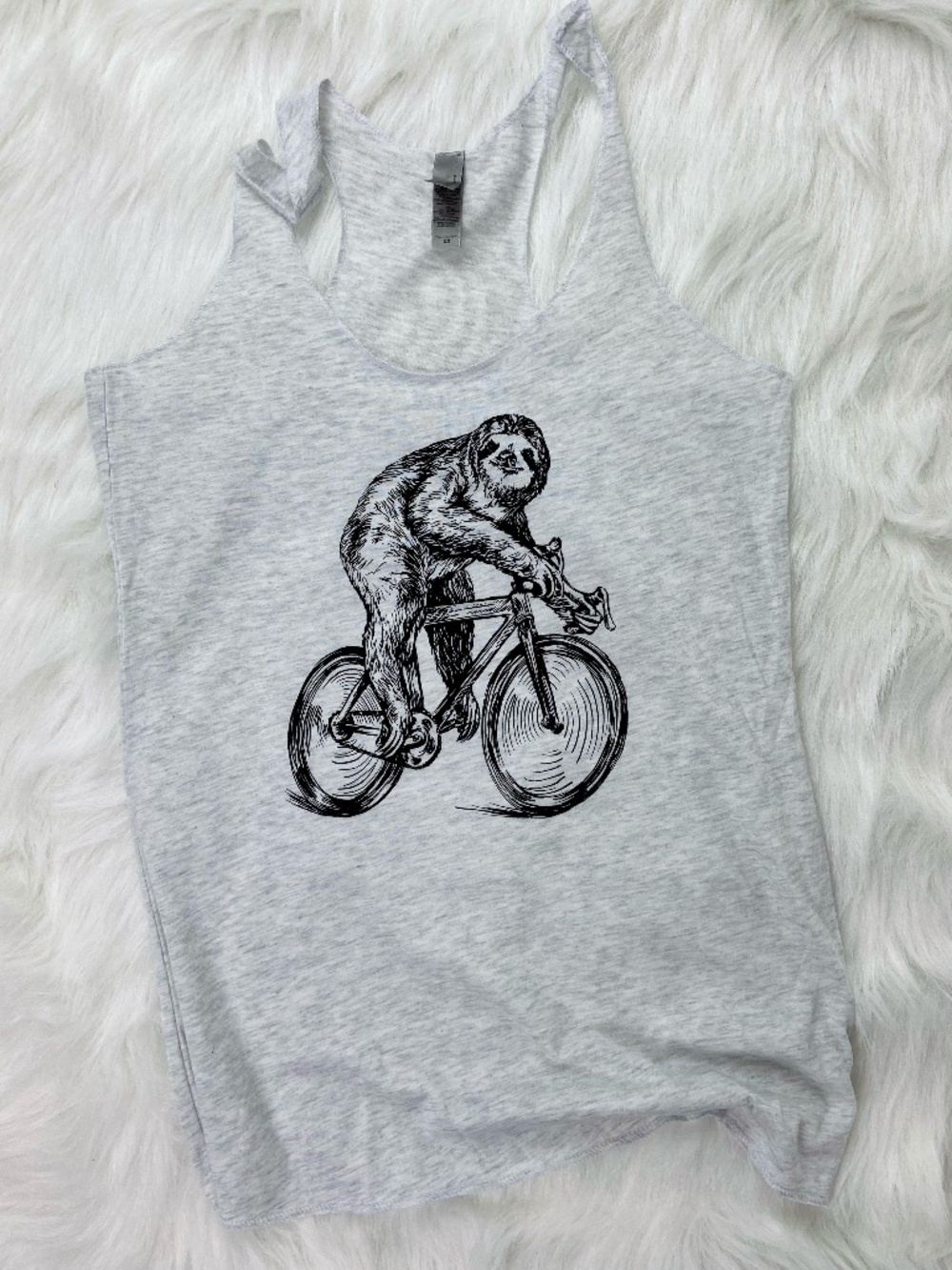 Sloth Riding Bike Tank Next Level Flowy Racerback Graphic tank Cute Funny